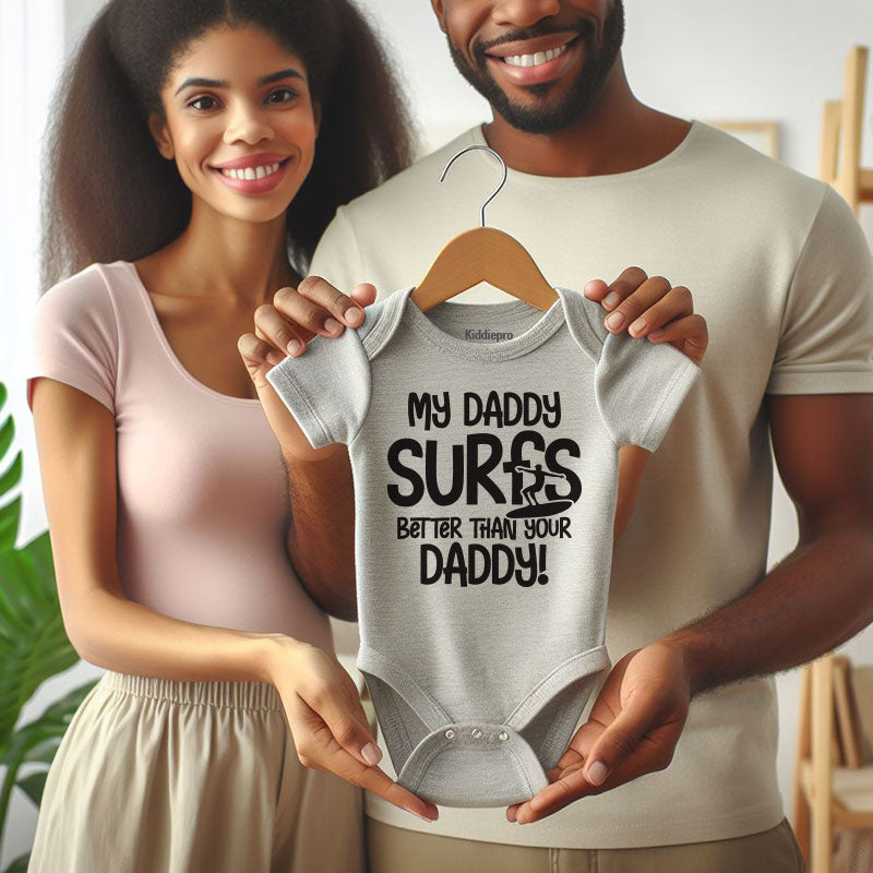 My Daddy Surfs better baby clothes Surfing Dad Unisex Bodysuit Surfer outfit Funny Newborn Gift Dad vs Dad romper