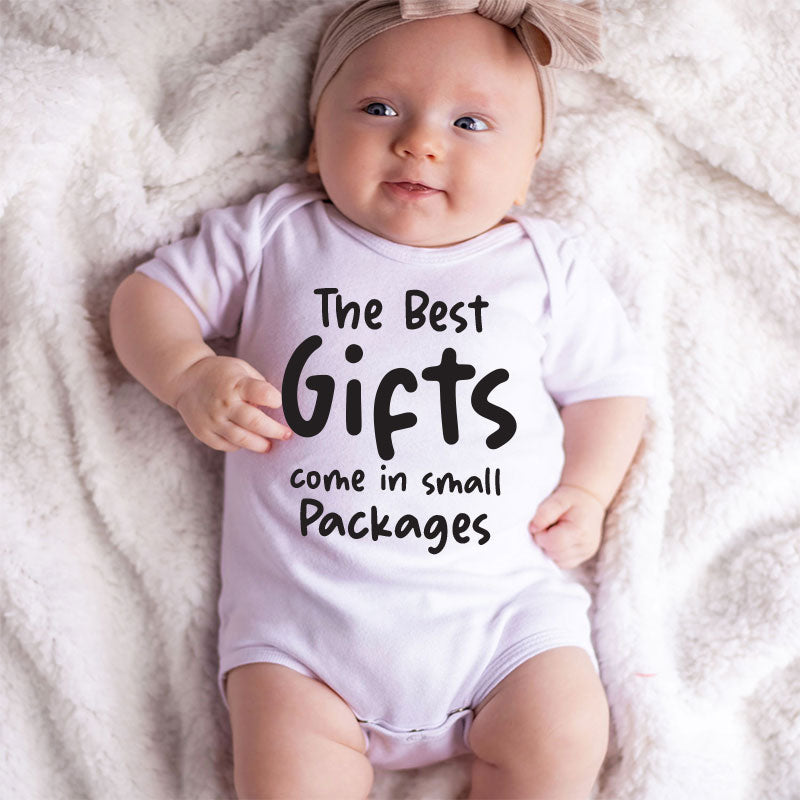 The best gifts come in small packages Cute Adorable Newborn Infant Baby Boy Girl Bodysuit Coming Soon Miracle Baby Clothes Homecoming Outfit Pregnancy Announcement shirt