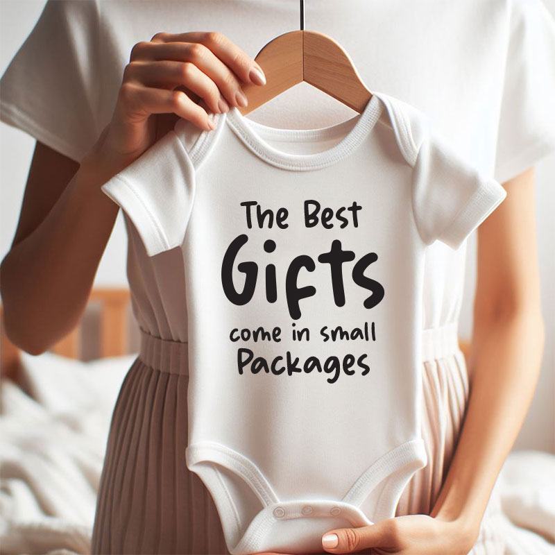 The best gifts come in small packages Cute Adorable Newborn Infant Baby Boy Girl Bodysuit Coming Soon Miracle Baby Clothes Homecoming Outfit Pregnancy Announcement shirt