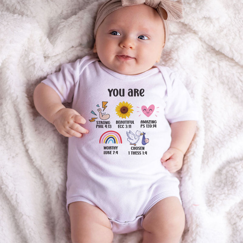 Bible Verse Baby Bodysuit Christian Baby Outfit with Scripture Religious Baby Clothes Blessed Baby Bodysuit God’s Love Baby Outfit