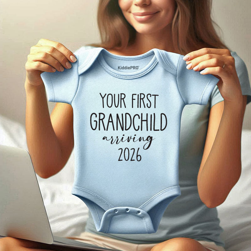 First Grandchild Baby Announcement Bodysuit Granparents reveal outfit