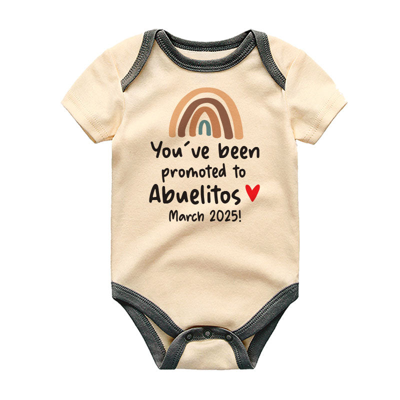 You've been promoted to abuelitos grandparents gender neutral baby clothes pregnancy announcement gift custom newborn bodysuit