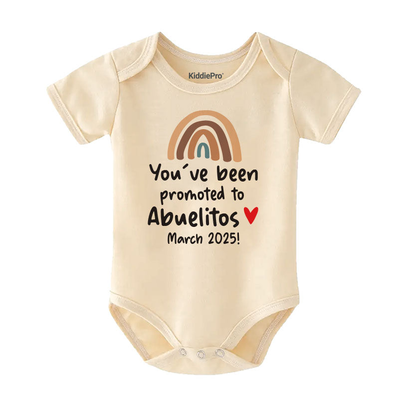 You've been promoted to abuelitos grandparents gender neutral baby clothes pregnancy announcement gift custom newborn bodysuit