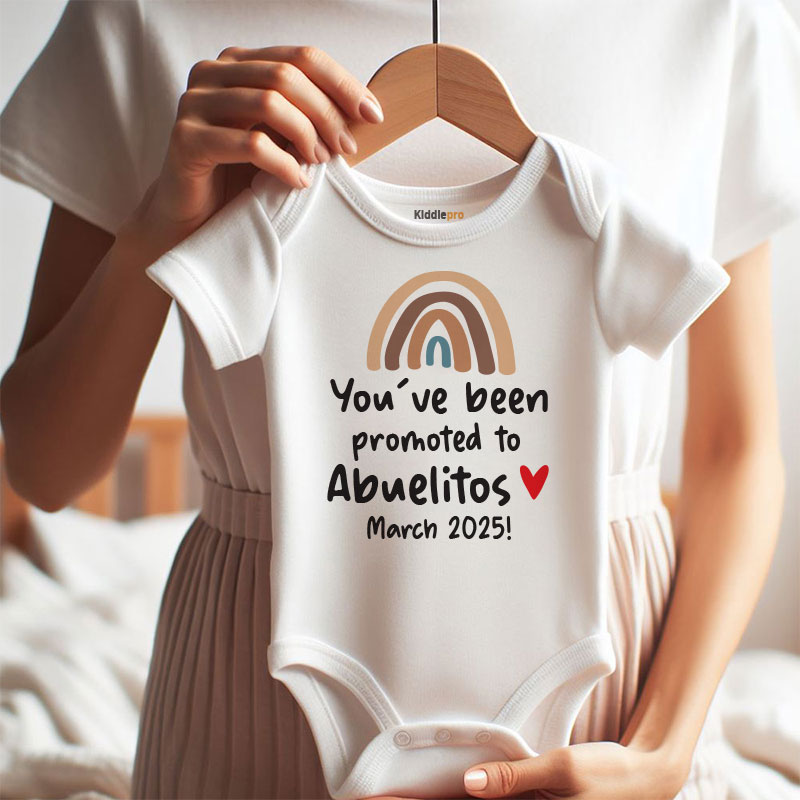 You've been promoted to abuelitos grandparents gender neutral baby clothes pregnancy announcement gift custom newborn bodysuit