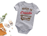 Made in Canada with Russian Parts baby bodysuit Custom Baby Shower Gift Custom Baby Nationality Bodysuit, Funny Half Baby