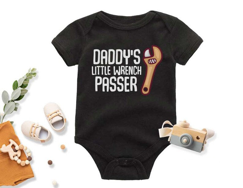 Daddy's Little Wrench Passer, Mechanic Baby GIft, Little Helper, Cute Daddy Onesie®, New Father Baby GIft, Garage Baby Shirt